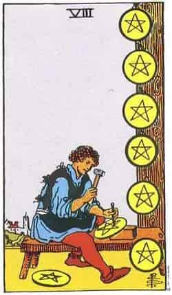 펜타클 8 (Eight of Pentacles) 타로 카드