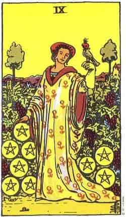 펜타클 9 (Nine of Pentacles) 타로 카드